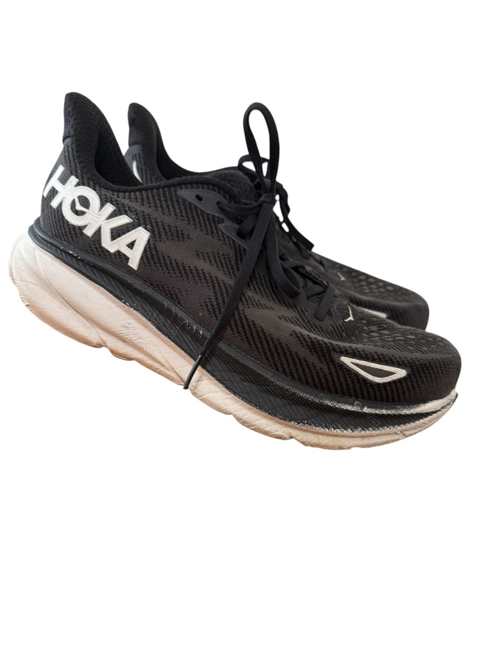 Hoka One One Clifton 9 Men’s Size 9 Black & White - Picture 4 of 9